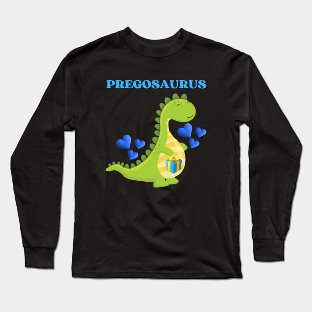 Pregosaurus - Preggosaurus cute pregnancy dinosaur mamasaurus for a mom to be Long Sleeve T-Shirt by Rubi16